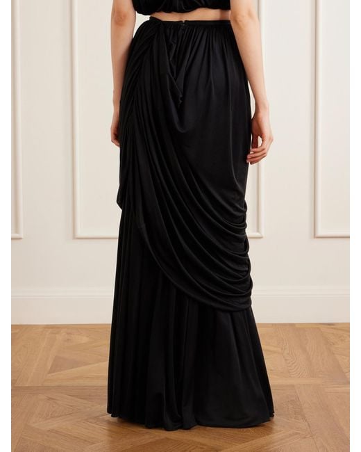 Heirlome Black Effie Draped Silk-Jersey Maxi Dress