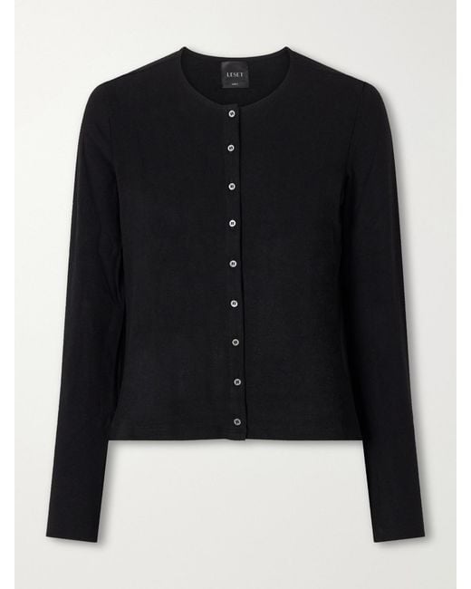 Leset Black Lauren Jersey Cardigan