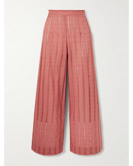 Alix Of Bohemia Pink Otto Rouge Embroidered Cotton Pants