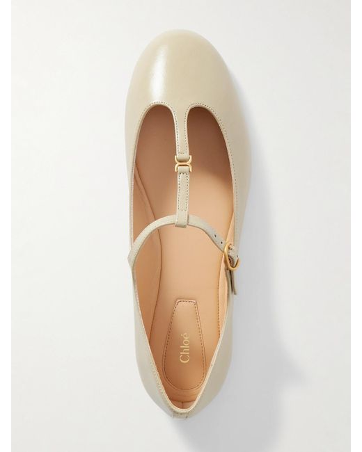 Chloé Natural Marcie Ballerinas Aus Leder Mit Verzierung