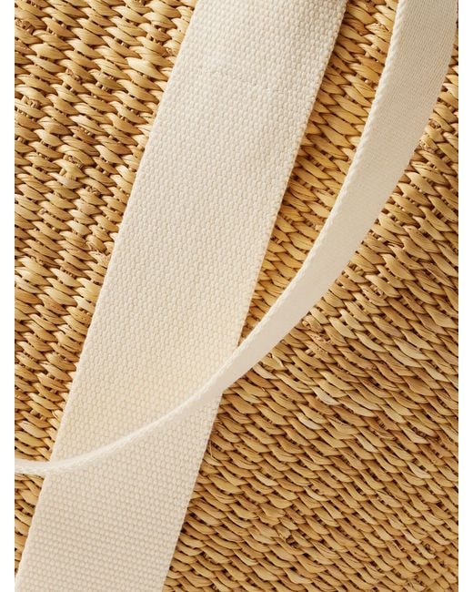 Muuñ Natural Sophie Canvas-Trimmed Woven Straw Tote