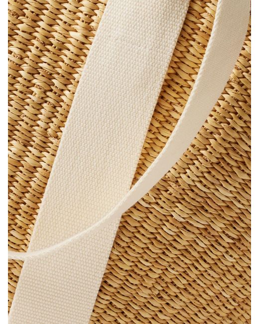 Muuñ Natural Sophie Canvas-Trimmed Woven Straw Tote
