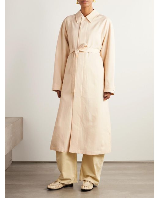Lemaire Natural Trenchcoat Aus Einer Wollmischung Mit Bindegürtel