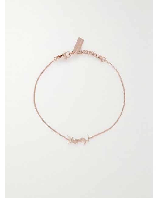 Saint Laurent White Rose-Tone Bracelet