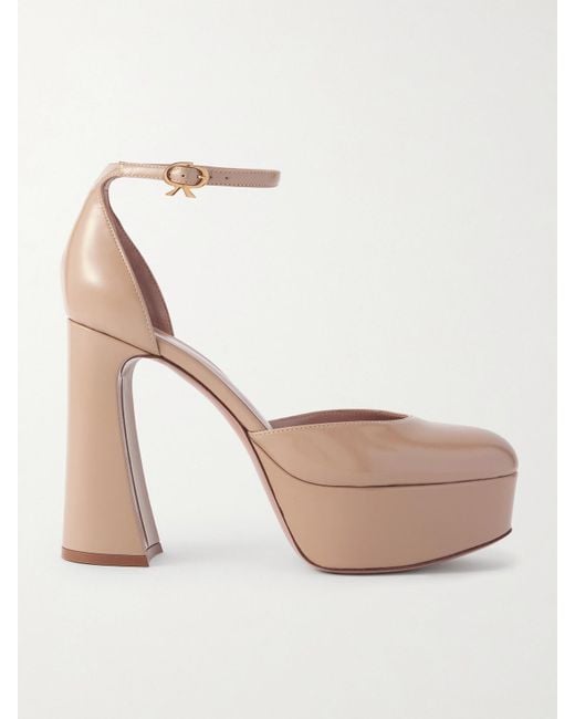 Gianvito Rossi Natural Hilary 70 Patent-Leather Platform Pumps