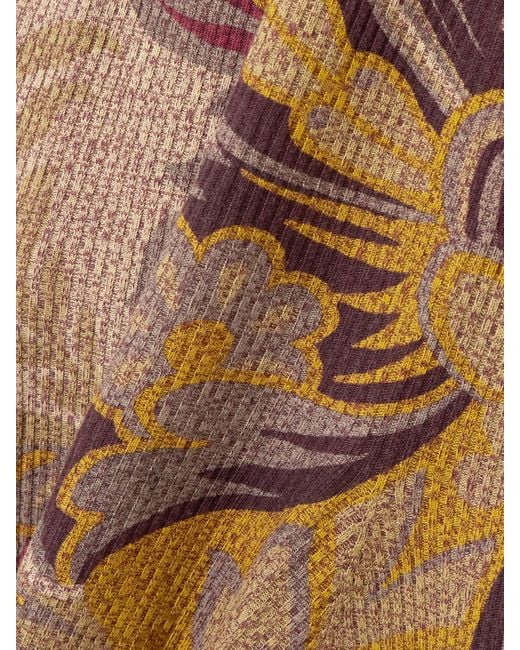 Etro Natural Ribbed Paisley-Print Wool Skirt