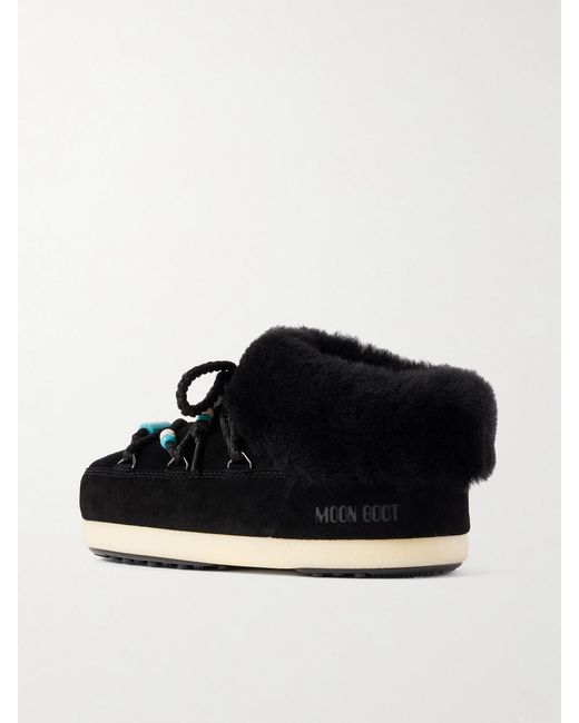 Moon Boot Black Evx Beaded Shearling Mules
