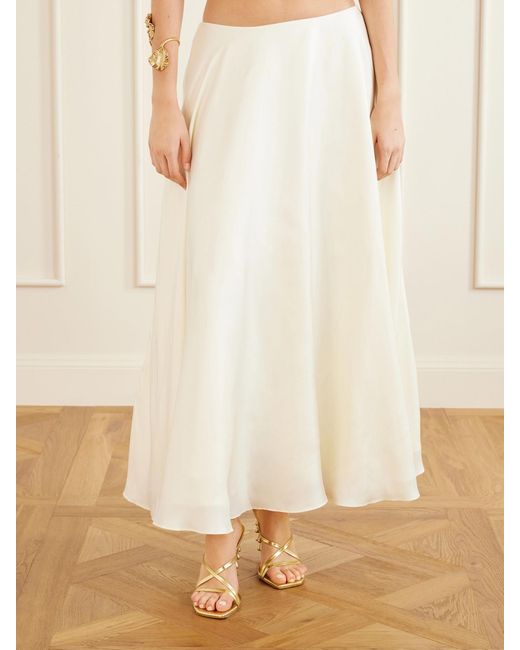 Cult Gaia White Cyrene Silk-Twill Midi Skirt