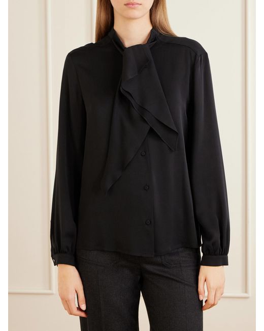 Max Mara Black Mxmleccio Bow-Detail Silk-Crepon Blouse