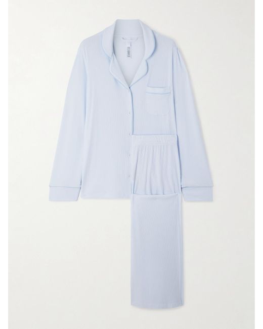 Skims White Soft Lounge Rib Sleep Set