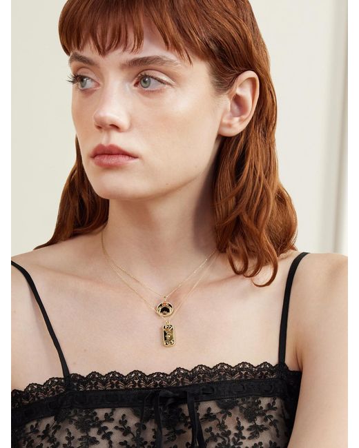 L'Atelier Nawbar Natural Golden Eclipse 18-Karat Multi-Stone Pendant Necklace