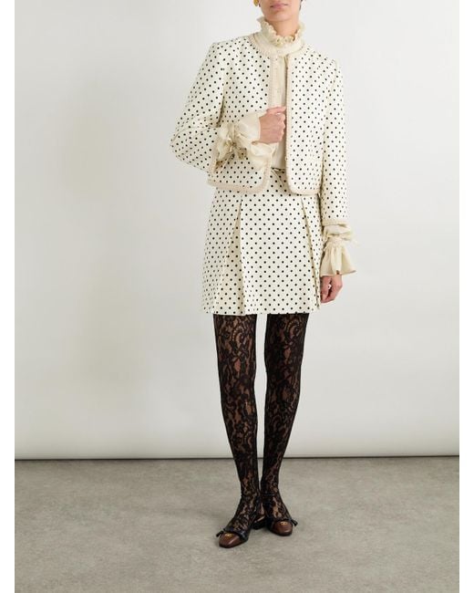 Valentino Garavani White Jacke Aus Gepunktetem Webstoff Mit Stickereien