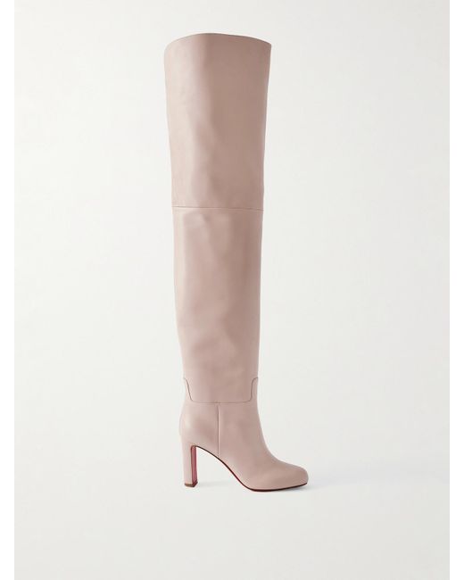 Christian Louboutin Women's White Loo 85 Leather Over-The-Knee Boots