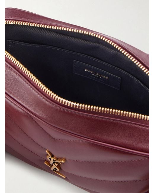 Saint Laurent Purple Loulou Quilted Textured-Leather Shoulder Bag