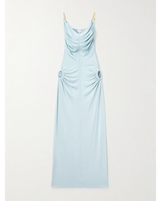 Robe Midi En Crêpe À Découpes Bottega Veneta en coloris Blue