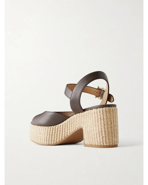 Ferragamo Natural Nerea 90 Leather Platform Sandals
