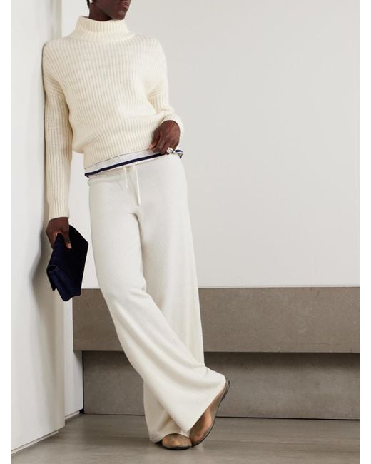Lisa Yang Natural Julina Ribbed Cashmere Turtleneck Sweater