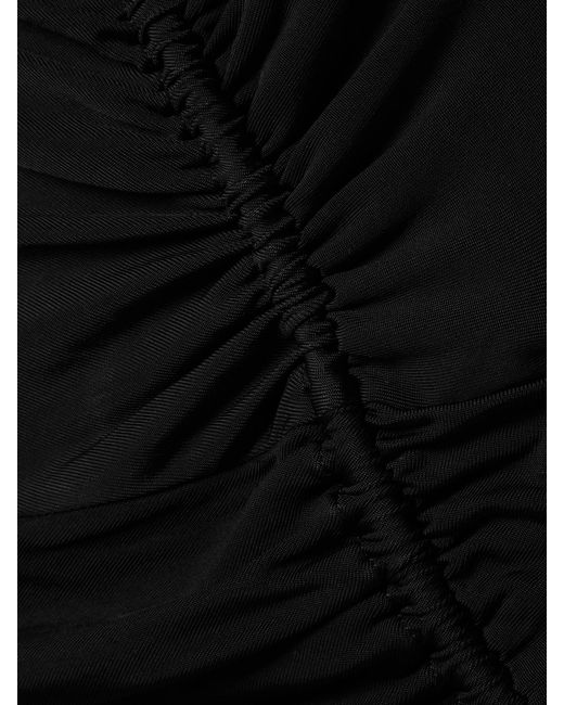 Louisa Ballou Black Summer Solstice Wrap-Effect Ruched Stretch-Jersey Mini Dress