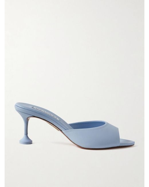 Aquazzura Blue Bisous 65 Leather Mules