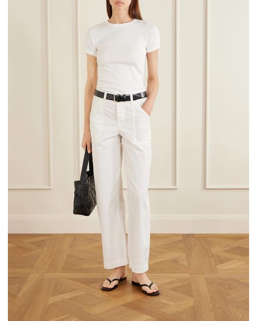 Flore Flore White Car Ribbed Organic Cotton-Jersey T-Shirt