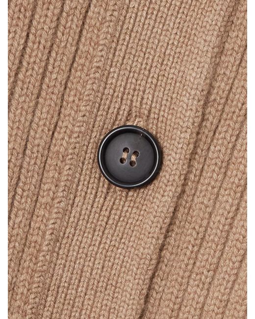 LeKasha Natural Cotai Belted Ribbed Organic Cashmere Cardigan