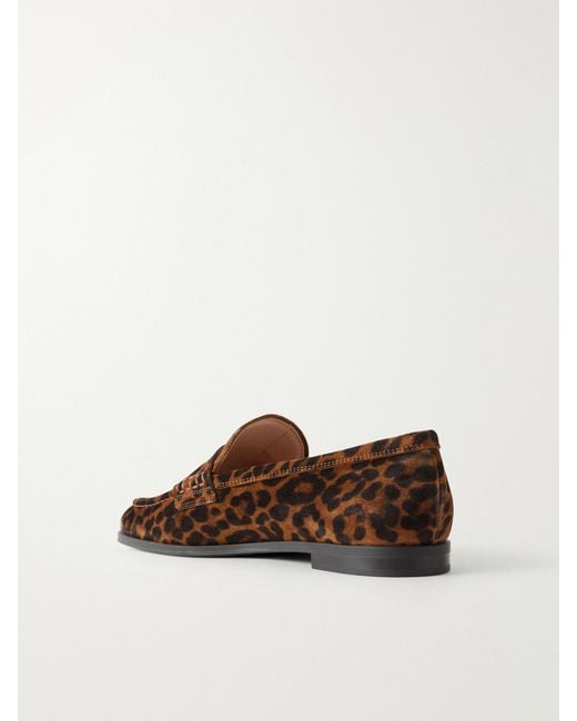 Gianvito Rossi Brown George Nuit Leopard-Print Suede Loafers
