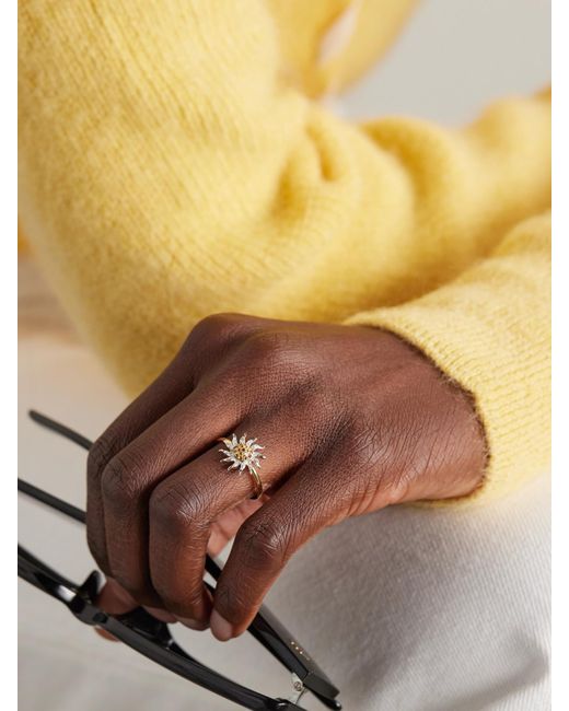 Yvonne Léon Natural Mini Soleil 18-Karat And, Diamond And Citrine Ring