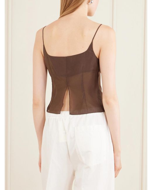 St. Agni Brown Stretch Satin Cami