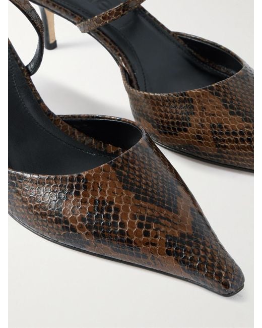 Aeyde Brown Salome Snake-Effect Leather Pumps