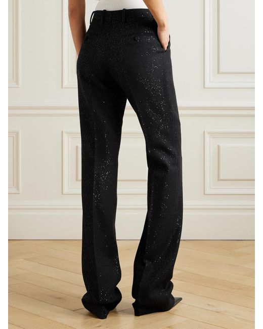 Tom Ford Black Sequin-Embellished Wool-Blend Twill Straight-Leg Pants