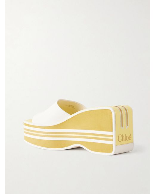 Chloé Yellow Swimming Cool Patent-Leather Sandals