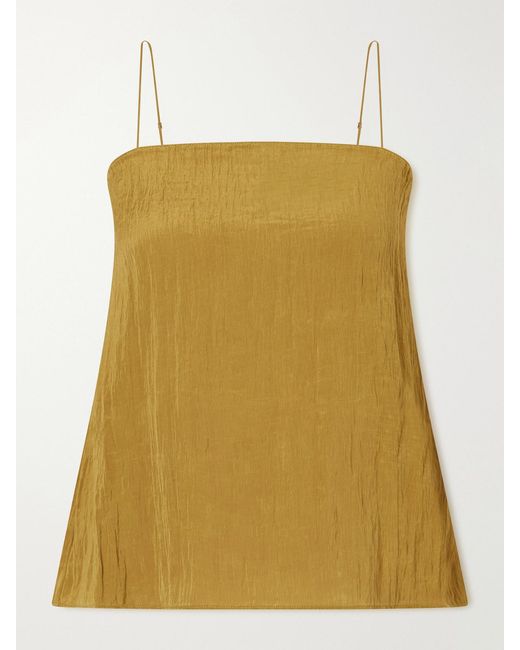 Tibi Yellow Crinkle Charmeuse Tank
