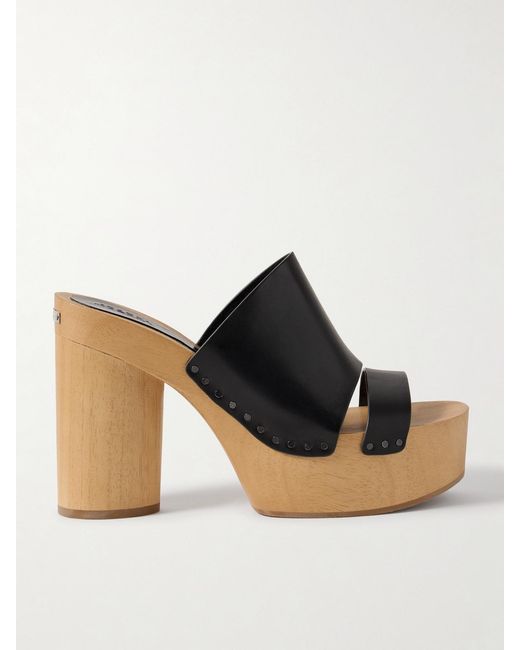 Isabel Marant Natural Hyun Leather Platform Mules