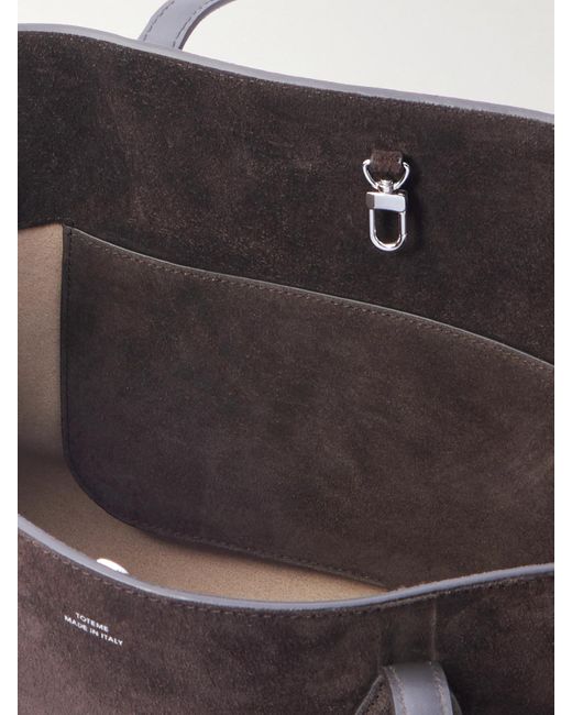Totême Black Lounge Large Leather-Trimmed Suede Tote