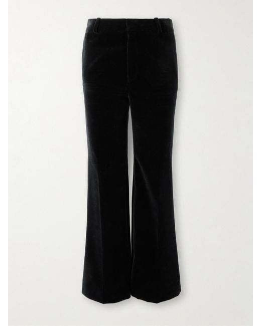 Chloé Black Cotton-Velvet Wide-Leg Pants