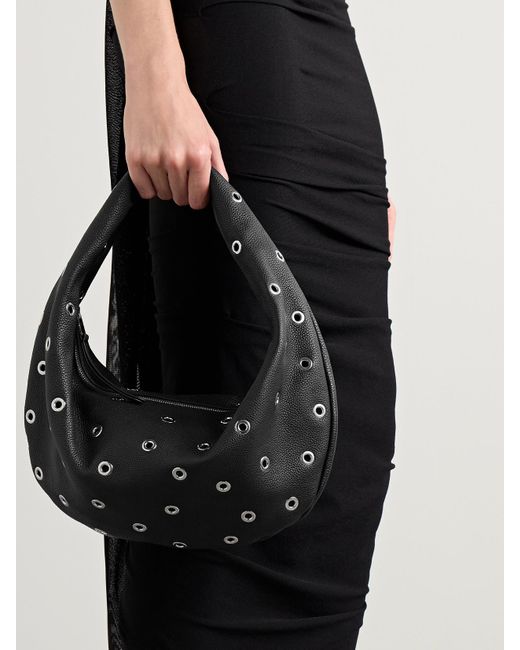 Khaite Black Olivia Mittelgroße Tote Aus Strukturiertem Leder Mit Verzierungen