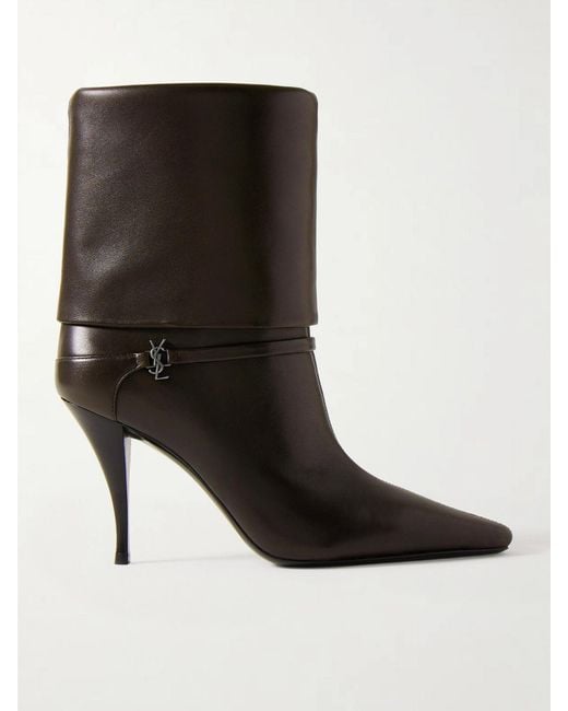 Saint Laurent Black Niki Embellished Leather Ankle Boots