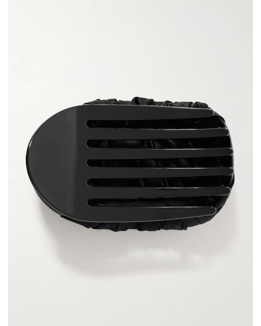 Jennifer Behr Black Tasha Ruched Satin Hair Clip