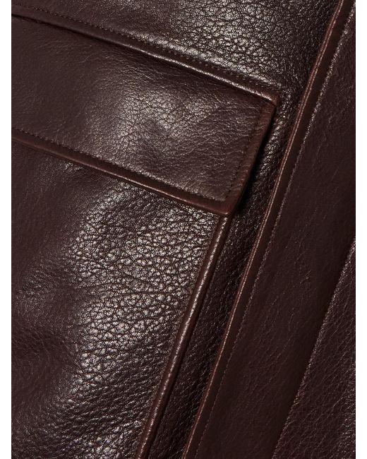 Nour Hammour Brown Drey Textured-Leather Jacket