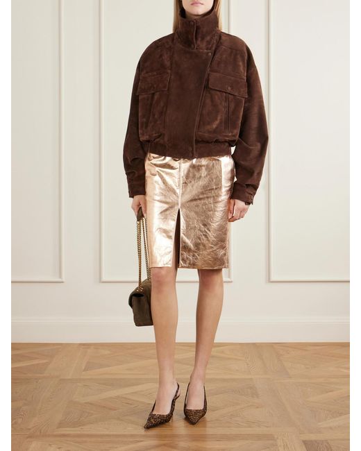 Saint Laurent Natural Babylone Cassandre-Embellished Leopard-Print Grosgrain Slingback Pumps
