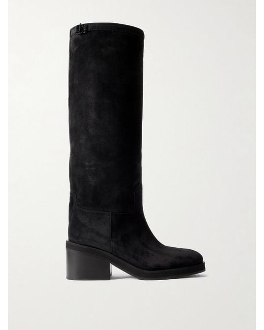 Jimmy Choo Black Yasmin 70 Kniehohe Stiefel Aus Veloursleder