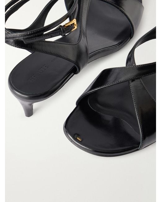 Khaite Black Liria Leather Sandals
