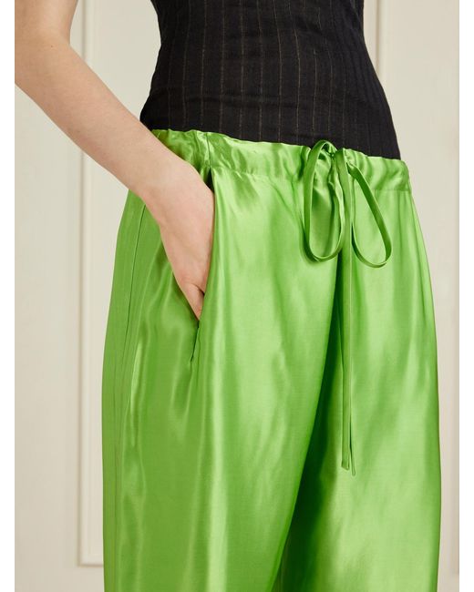 Khaite Green Rohen Satin Pants