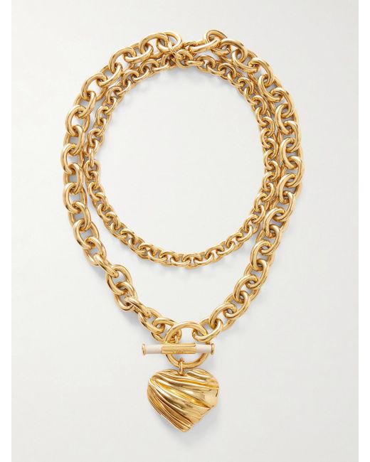 Chloé Metallic Tone And Leather Necklace