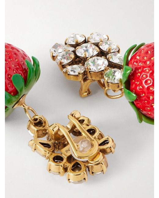 Saint Laurent Red Tone, Crystal And Resin Clip Earrings