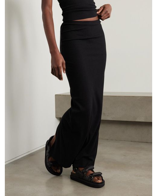 ÉTERNE Black Emma Maxirock Aus Geripptem Stretch-Jersey