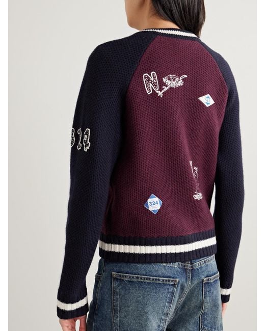 Cardigan En Laine Mérinos À Broderies Et À Appliqués Archer Sea en coloris Blue