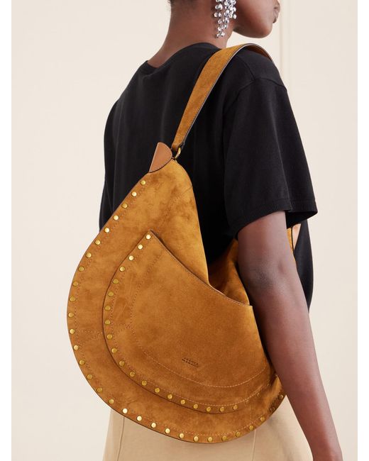 Isabel Marant Brown Oskan Embellished Suede Shoulder Bag