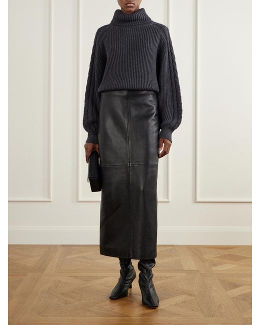 Joseph Blue Alodina Ribbed Wool Turtleneck Sweater