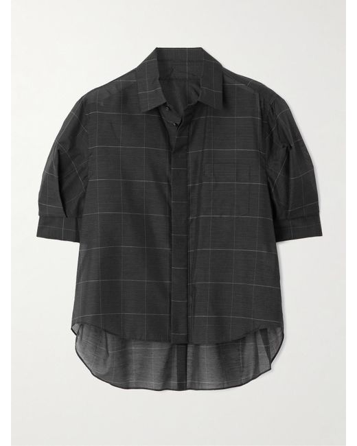 Sacai Black Glen Prince Of Wales Checked Poplin Shirt